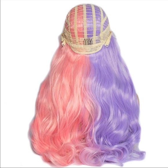 Certified Head Turner Hair Half Purple Half Pink Lace Front Synthetic Long Poshmark